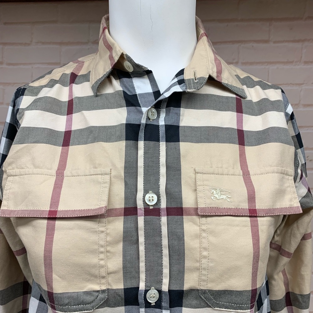 BURBERRY Kids Nova Check Plaid Button Down Shirt_2